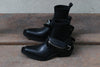 Untitlab matte black strap-on boots with bag AW201301 PU1